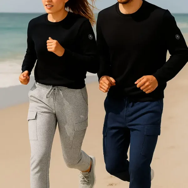 couple faisant du jogging sur la plage